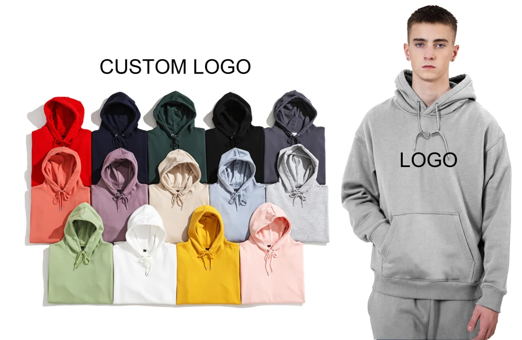 Wholesale Autumn Winter Hoodie300GSM-460GS Loose Solid Color Hooded Casual Tops Men&prime; S Hoodies Custom Logo Screen Printing, Embroidery, Embossing,