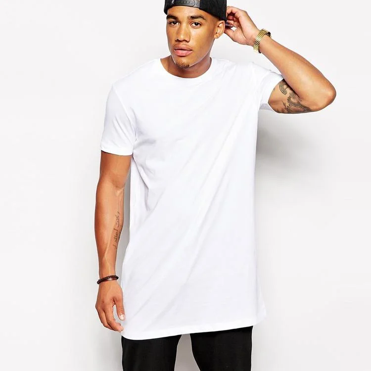 Wholesale China Custom Blank White Longline Short Sleeve Tee Shirts Hip Hop Oversized Men Tshirt