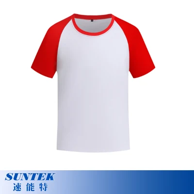 Sublimation Polyester Color Stitching Raglan Short Sleeve Tshirts for Kids