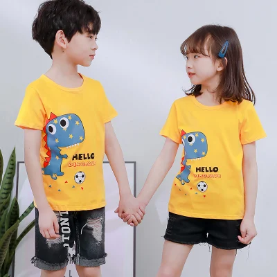 2021 Summer Wholesale Lovely Animal Pattern T Shirt for Kids 100% Cotton Printing Kids Printed Colorful T Shirt