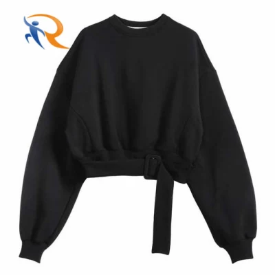 Wholesale Autumn Cotton Oversized Long Sleeve Casual Sweatshirt Women Crop Top Hoodie